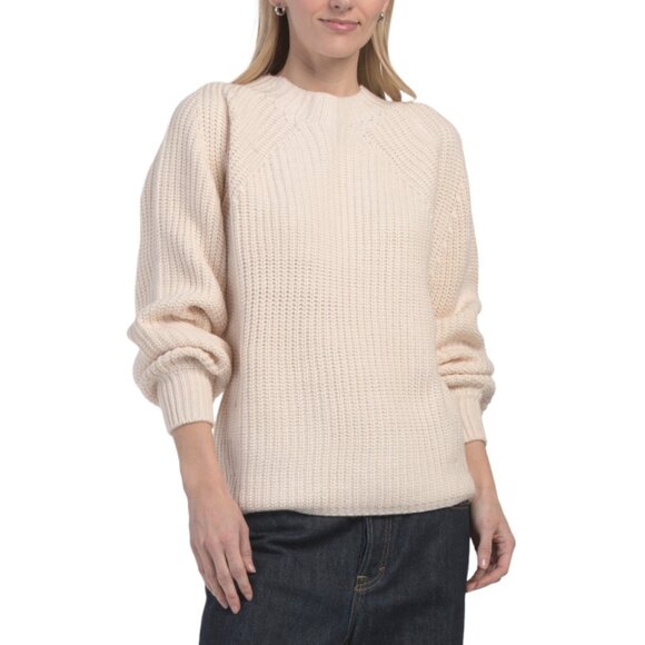 ELAN Sweaters - ELAN Off White Crew Neck Ribbed Sweater